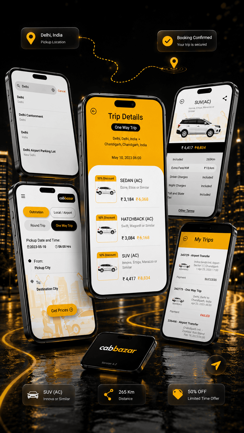 CabBazar mobile application showcase on mobile device