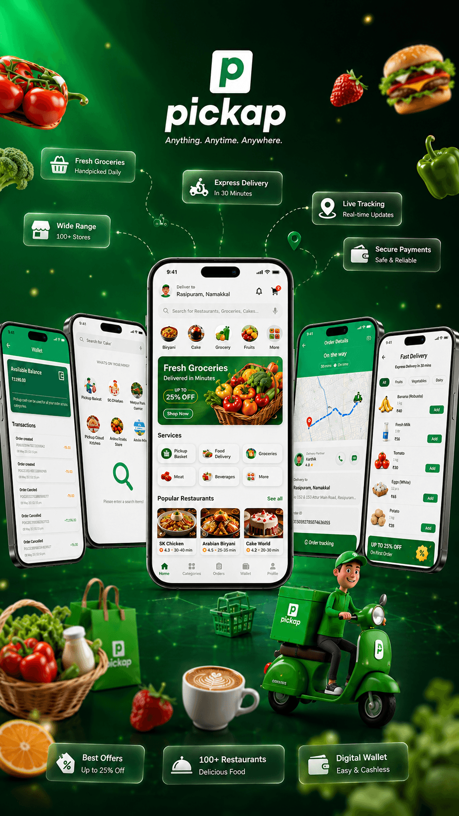 Pickap quick commerce mobile application showcase on mobile device
